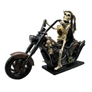 Dan-Dee INT'L 2006 Animated Skeleton Reaper Motorcyclist Stand Halloween READ